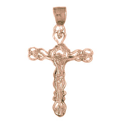 10K, 14K or 18K Gold Budded Crucifix Pendant
