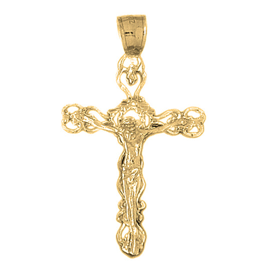 10K, 14K or 18K Gold Budded Crucifix Pendant