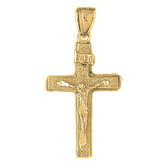 10K, 14K or 18K Gold INRI Crucifix Pendant