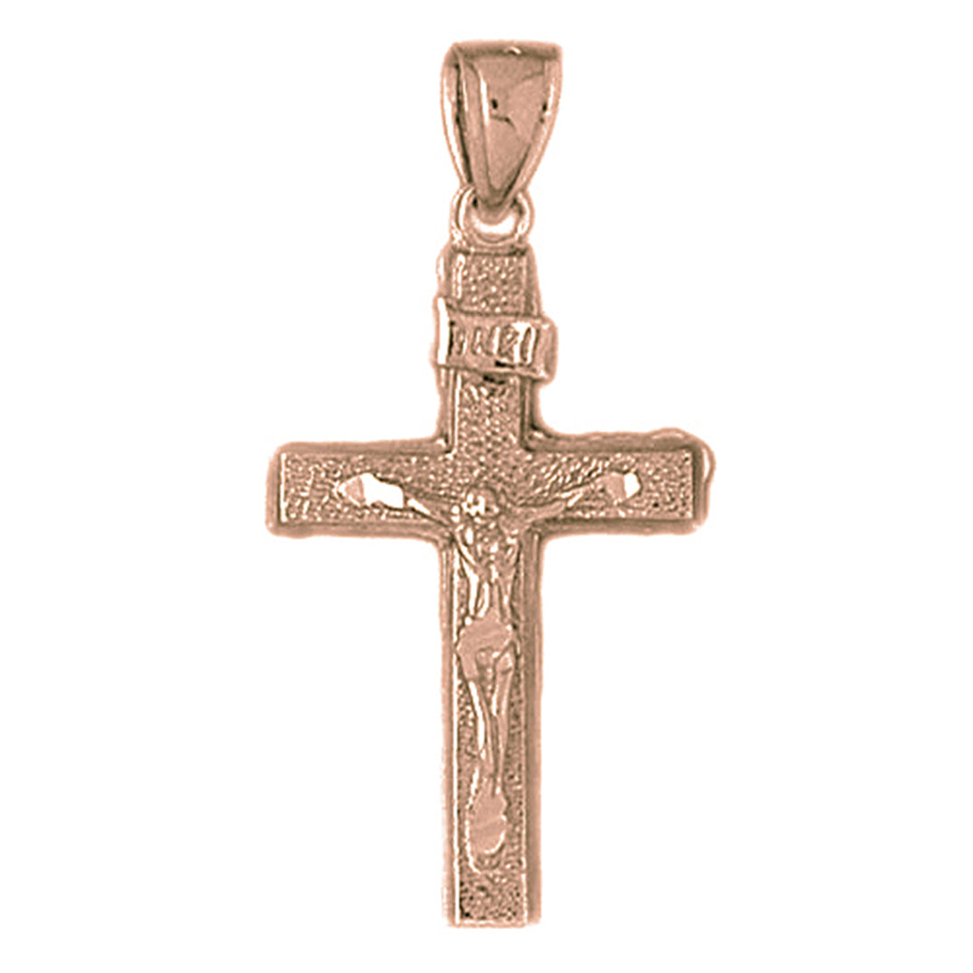 10K, 14K or 18K Gold INRI Crucifix Pendant