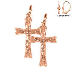 14K or 18K Gold Auseklis Crucifix Earrings