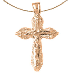 10K, 14K or 18K Gold Budded Crucifix Pendant