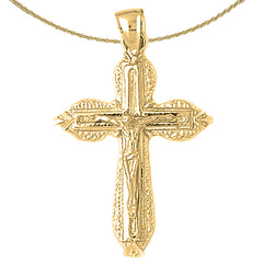 10K, 14K or 18K Gold Budded Crucifix Pendant