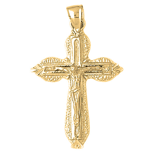 10K, 14K or 18K Gold Budded Crucifix Pendant
