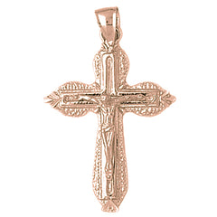 10K, 14K or 18K Gold Budded Crucifix Pendant