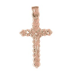 10K, 14K or 18K Gold Budded Crucifix Pendant