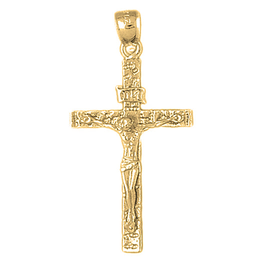10K, 14K or 18K Gold INRI Crucifix Pendant