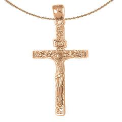 10K, 14K or 18K Gold INRI Crucifix Pendant