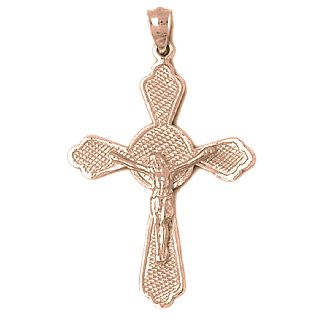 10K, 14K or 18K Gold Budded Crucifix Pendant