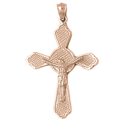 10K, 14K or 18K Gold Budded Crucifix Pendant