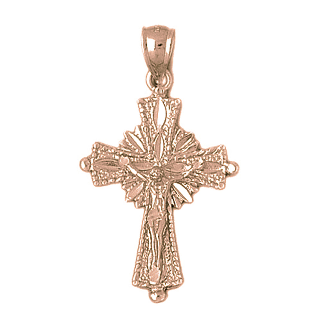 10K, 14K or 18K Gold Glory Budded Crucifix Pendant