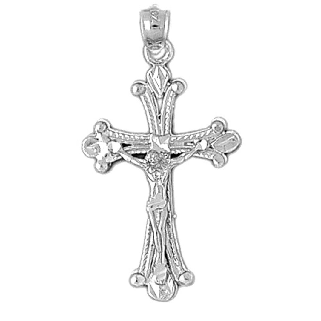 10K, 14K or 18K Gold Budded Crucifix Pendant