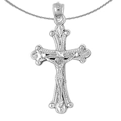 10K, 14K or 18K Gold Budded Crucifix Pendant