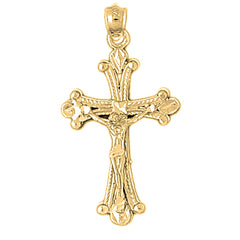10K, 14K or 18K Gold Budded Crucifix Pendant