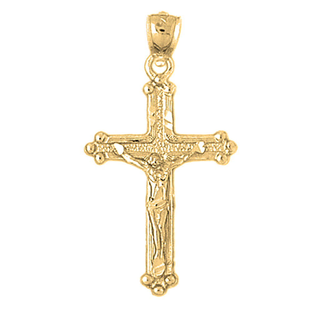 10K, 14K or 18K Gold Budded Crucifix Pendant