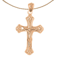 10K, 14K or 18K Gold Budded Crucifix Pendant