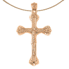 10K, 14K or 18K Gold Budded Crucifix Pendant