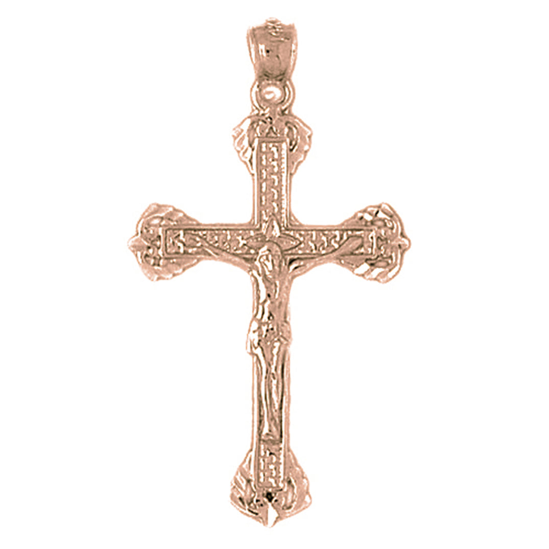 10K, 14K or 18K Gold Budded Crucifix Pendant