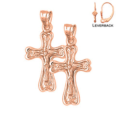 14K or 18K Gold Auseklis Crucifix Earrings