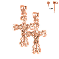 14K or 18K Gold Auseklis Crucifix Earrings