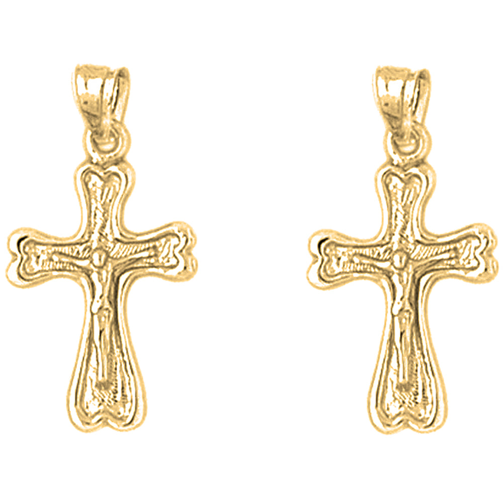 14K or 18K Gold 25mm Auseklis Crucifix Earrings