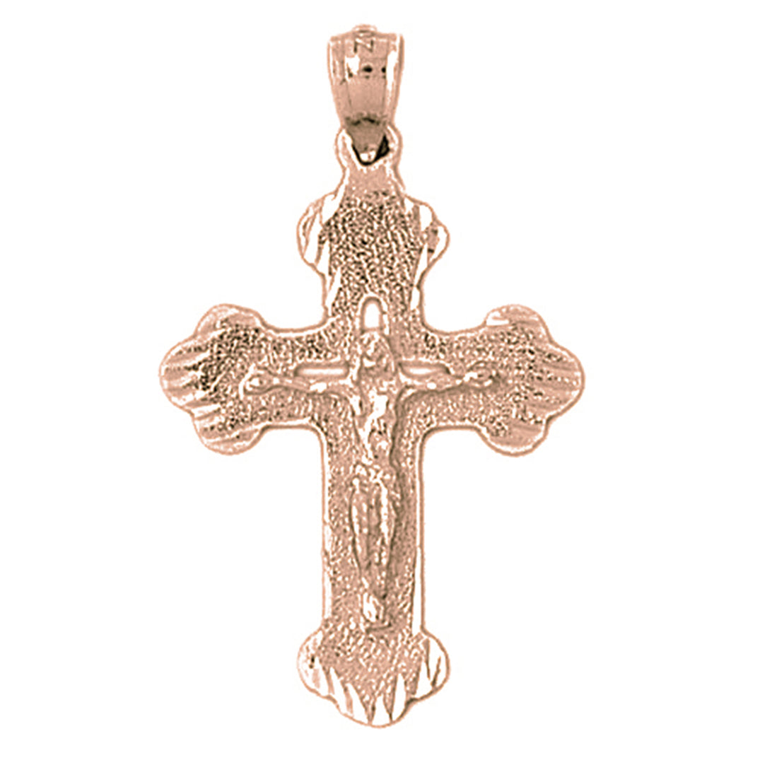 10K, 14K or 18K Gold Budded Crucifix Pendant