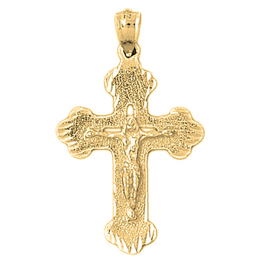 10K, 14K or 18K Gold Budded Crucifix Pendant