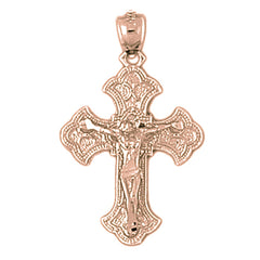 10K, 14K or 18K Gold Budded Crucifix Pendant