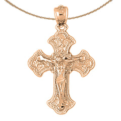 10K, 14K or 18K Gold Budded Crucifix Pendant