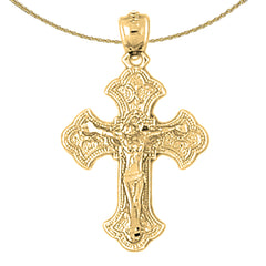 10K, 14K or 18K Gold Budded Crucifix Pendant