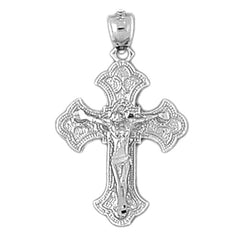 10K, 14K or 18K Gold Budded Crucifix Pendant
