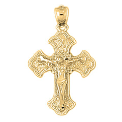 10K, 14K or 18K Gold Budded Crucifix Pendant