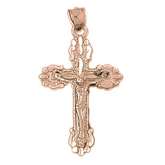 10K, 14K or 18K Gold Budded Crucifix Pendant
