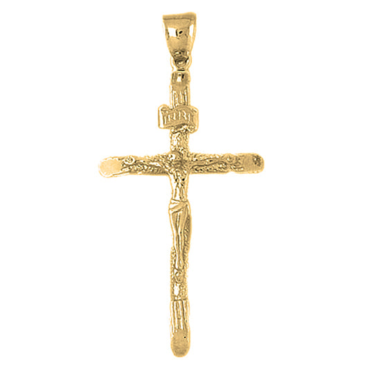 10K, 14K or 18K Gold Hollow INRI Crucifix Pendant
