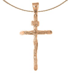Hohler INRI-Kruzifix-Anhänger aus 10 Karat, 14 Karat oder 18 Karat Gold