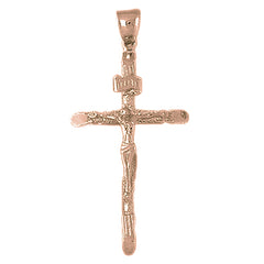 10K, 14K or 18K Gold Hollow INRI Crucifix Pendant