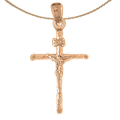 10K, 14K or 18K Gold Hollow INRI Crucifix Pendant