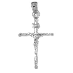 10K, 14K or 18K Gold Hollow INRI Crucifix Pendant