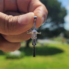 10K, 14K or 18K Gold Cross with Jesus Face Pendant