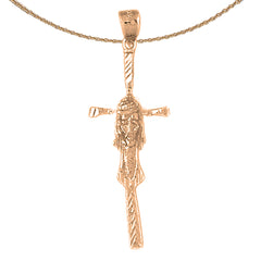 10K, 14K or 18K Gold Cross with Jesus Face Pendant