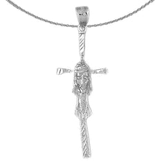 10K, 14K or 18K Gold Cross with Jesus Face Pendant