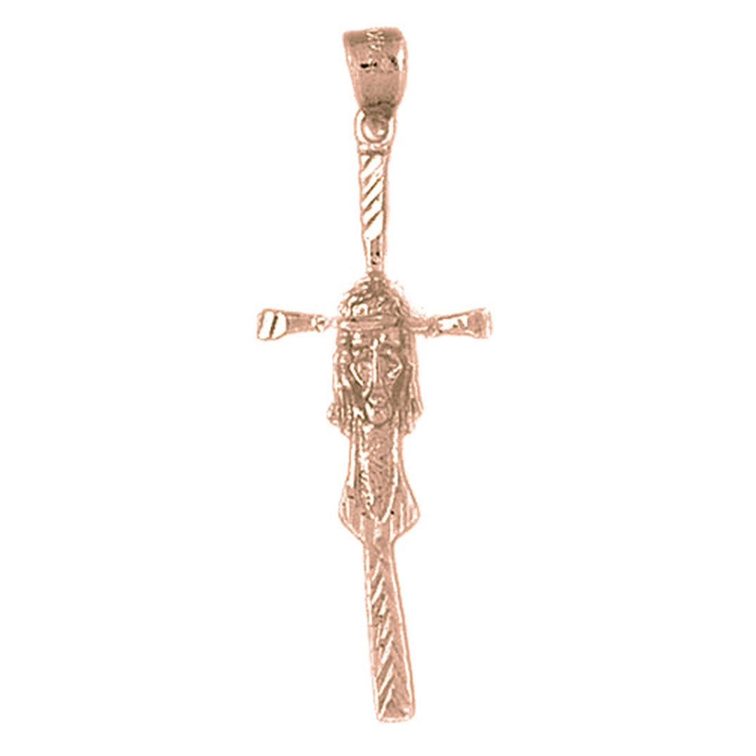 10K, 14K or 18K Gold Cross with Jesus Face Pendant
