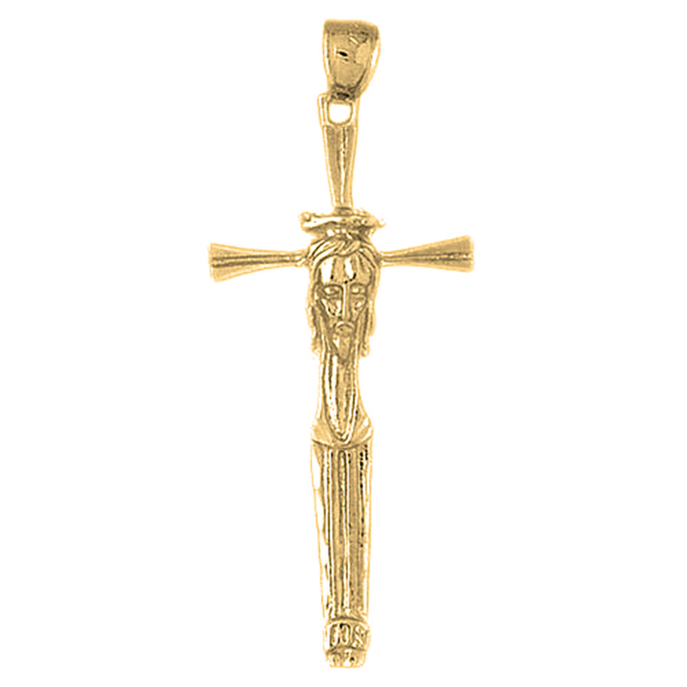 10K, 14K or 18K Gold Cross with Jesus Face Pendant