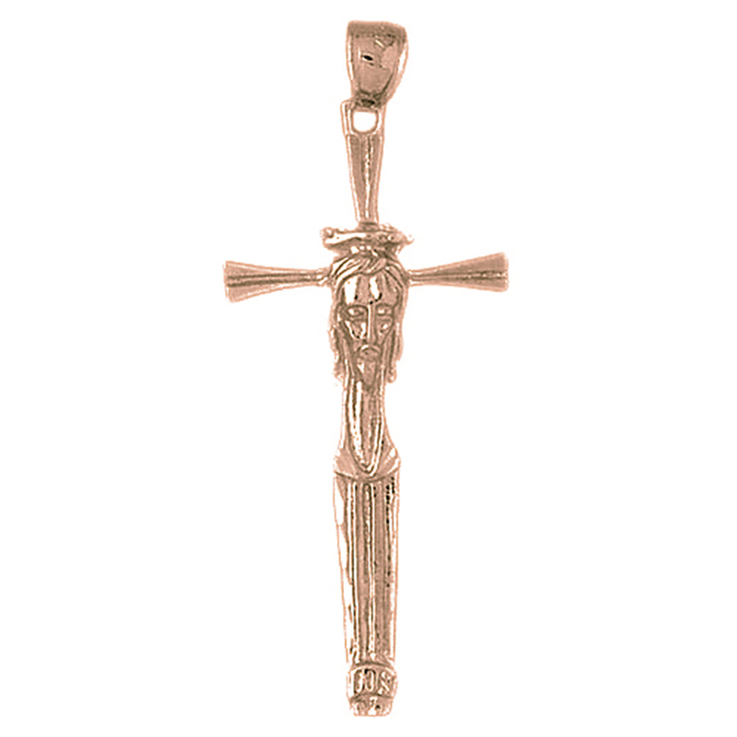 10K, 14K or 18K Gold Cross with Jesus Face Pendant