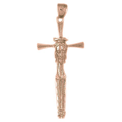 10K, 14K or 18K Gold Cross with Jesus Face Pendant