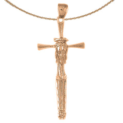 10K, 14K or 18K Gold Cross with Jesus Face Pendant