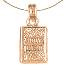 3D-Anhänger mit der Heiligen Bibel aus 10 Karat, 14 Karat oder 18 Karat Gold