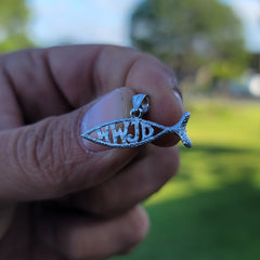 14K or 18K Gold WWJD Fish, What Would Jesus Do Fish Pendant