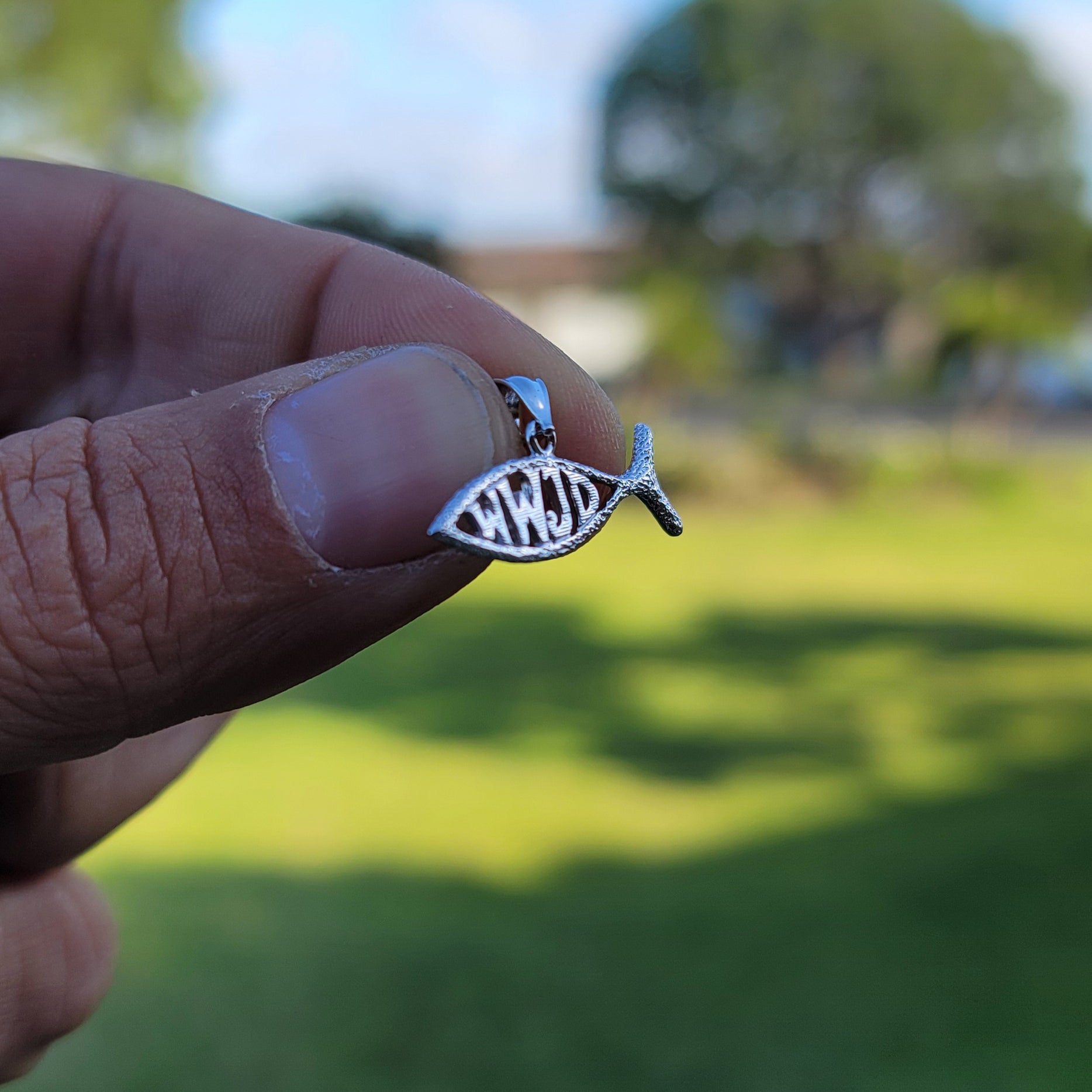 14K or 18K Gold WWJD Fish, What Would Jesus Do Fish Pendant