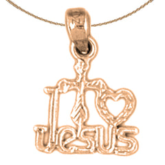 Anhänger aus 14 Karat oder 18 Karat Gold mit dem Spruch „I (Love) Heart Jesus“